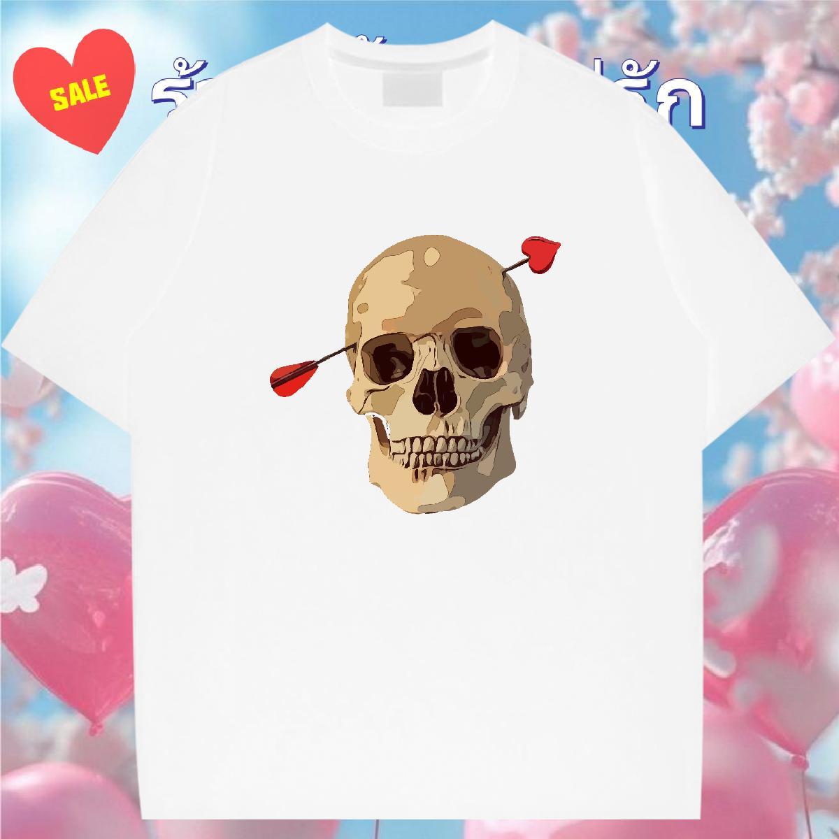 TOP Quality T shirt 230g Cotton skull Home Outdoor Anime Print Breathable Crew Neck Men Tops Tees DIY Customized Clothings