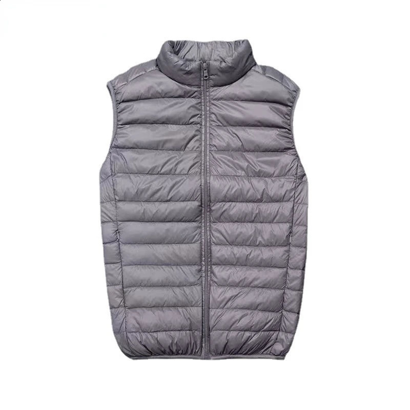 Mens winter down vest loose duck style lightweight feather jacket warm mens and simple solid color w240822
