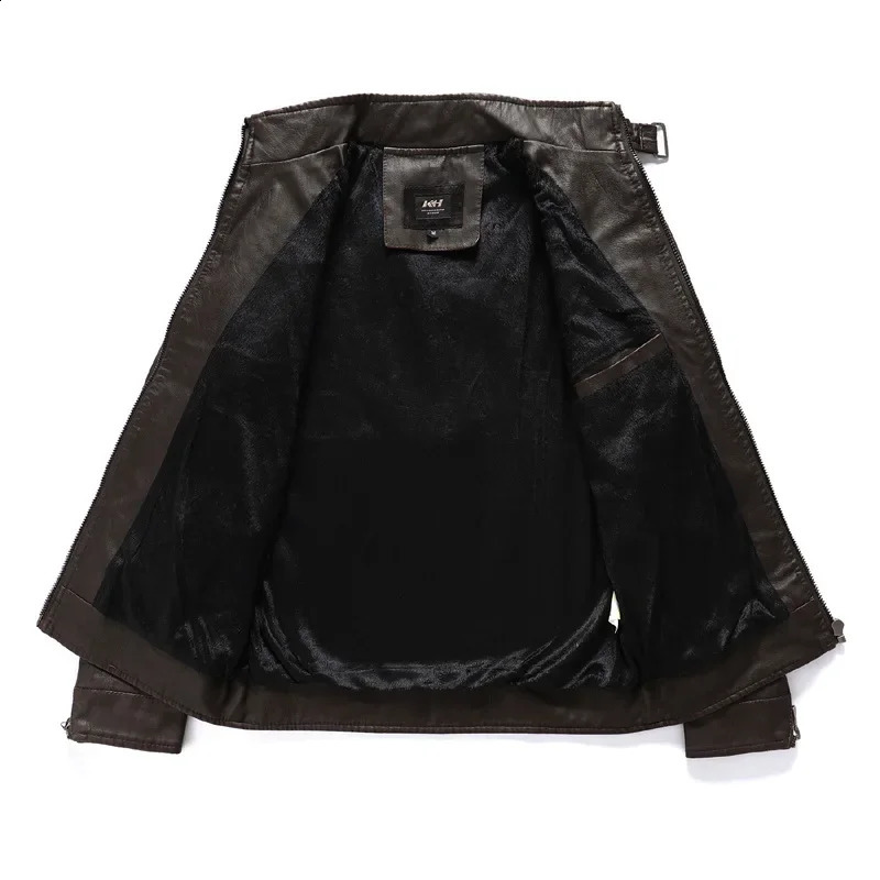Leather Jacket Veste Winter Mens Jacket Biker Clothes Stand Collar Loose Down Warm Waterproof Leather Jacket M-5XL 240823