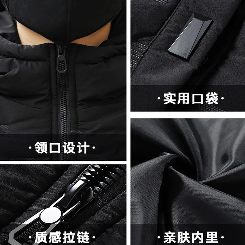 Winter fashion Parkas cotton padded jacket mens outdoor hooded casual windproof thick warm 240822