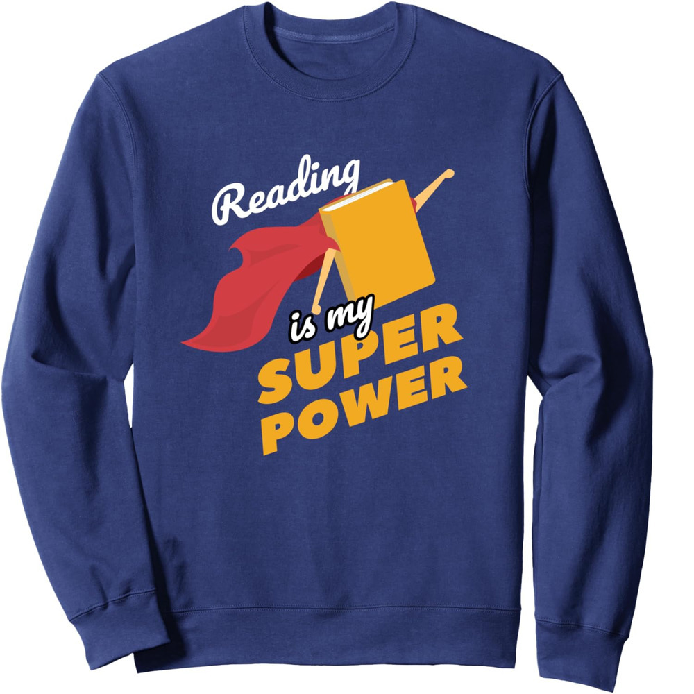 Long Sleeve Shirts for Men sweatshirt Reading is my Superpower Fun Cute Book Hero Gift Sweatshirt T shirt Tee Streetwear Casual tops clothes