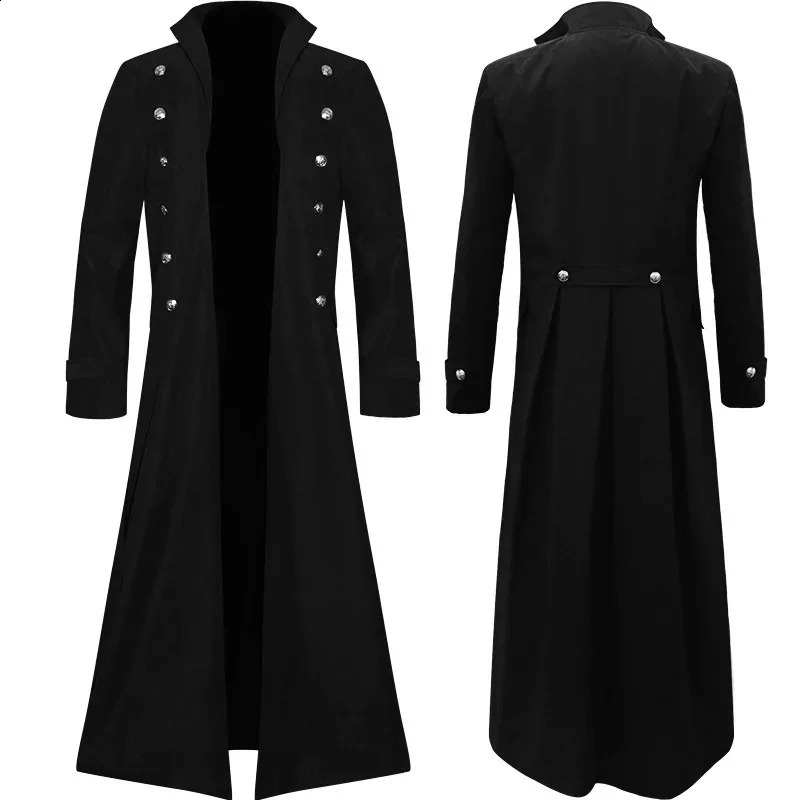 Mens Steampunk Medieval Tailcoat Long Jacket Vintage Gothic Victorian Frock Coat Uniform Halloween Cosplay Costume Abrigo Hombre 240822