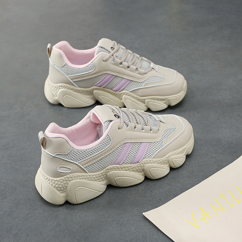 Ddmysports Thick Soled Dad Shoes For Women S New Height Increasing White Casual Sports Spring And Autumn Round Toe Versatile OUTDOOR