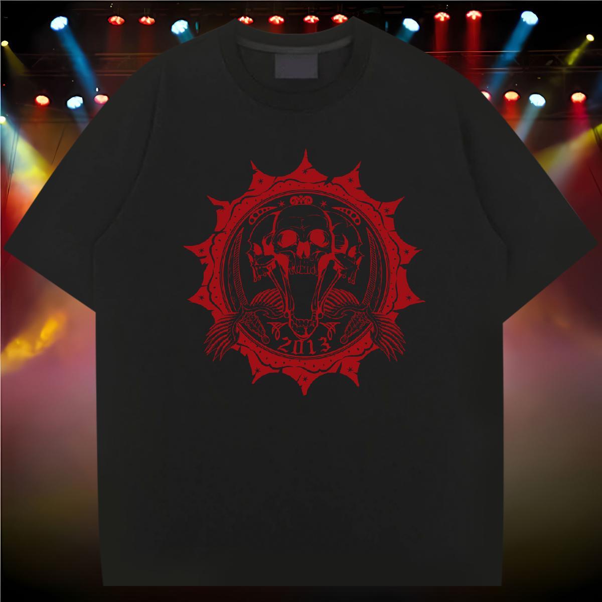 Loose T Shirts Men 230g Pure Cotton skull High Street Hip Hop Custom Printing Crew Neck Tshirts Stylist Tees