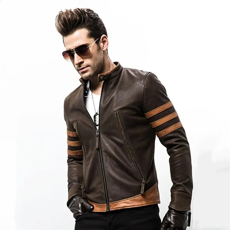 Autumn Mens Zipper Leather Jacket Casual PU Leather Locomotive Coat Bomber Jacket Slim Coats Plus Size 5XL-M 240822