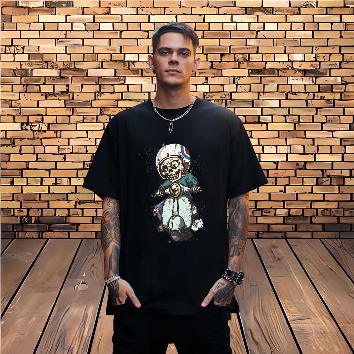 Comfortable Man T Shirts 230g Pure Cotton skull Anime Printing Street Floral Print Breathable Soft Mens Tshirts Designer Fashion Tops