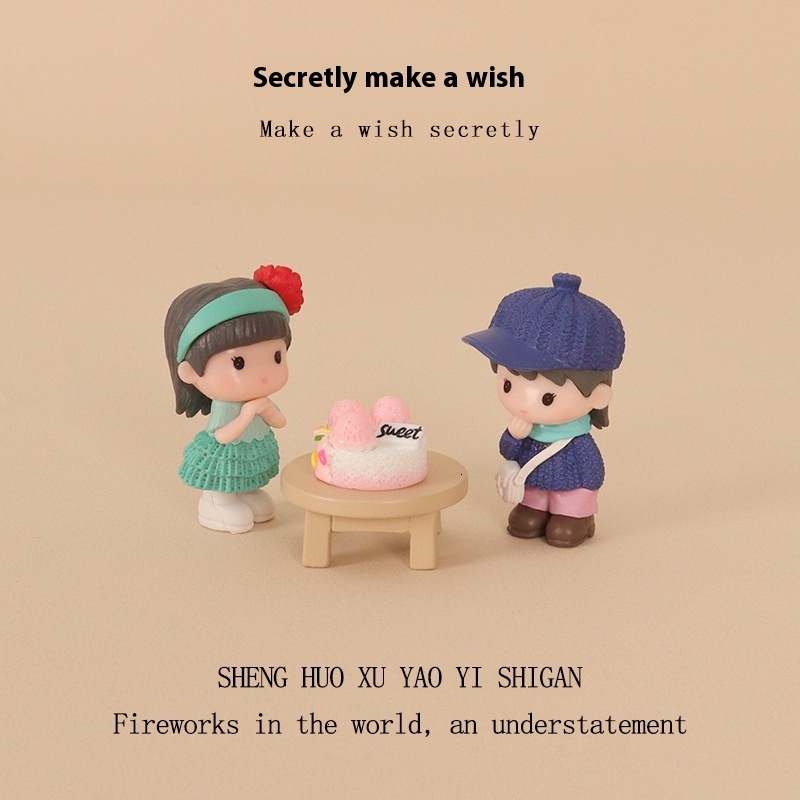 Cute Cartoon Mini Cake Set for Girls' Birthday Parties - Small Home Desktop Household Decorations