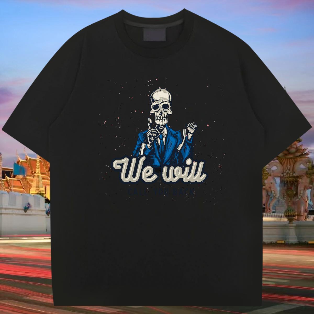 Cool Design Man T Shirts 230g Pure Cotton skull Casual Oversized 4XL Breathable Soft Men Clothes T-Shirt Casual New Tees