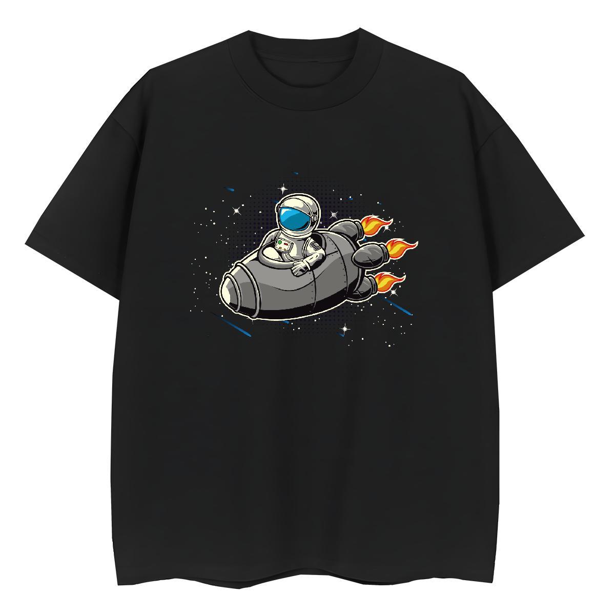 Nice Tshirt for Man Woman 230g Pure Cotton cosmonaut Street Wear T Shirts Women Breathable Floral Print Top Tees