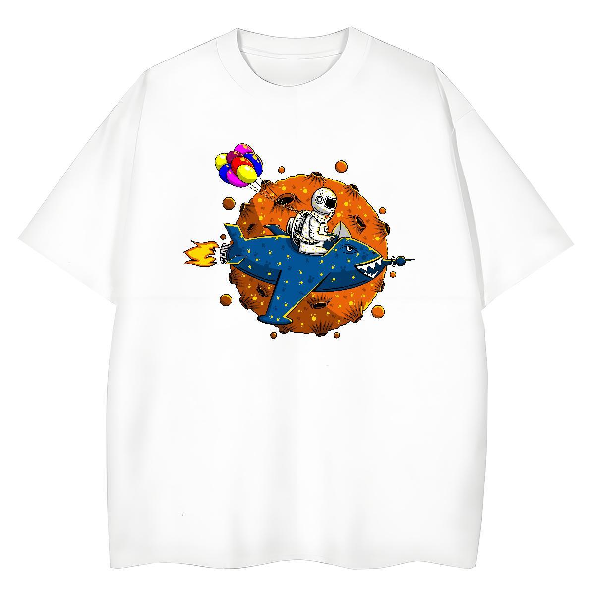 Brand Couples T Shirts 100% Cotton 230g cosmonaut Street T shirt Breathable Short Sleeve Anime Print Tops Shirt