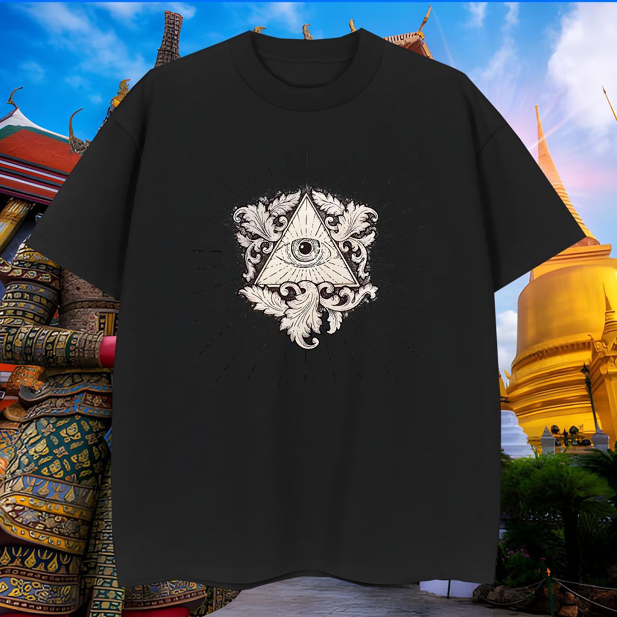 Soft Mens T Shirts 100% Cotton 230g eye of the devil Anime Printing Street Floral Print Round Neck Short Sleeve Men Tees Factory Direct Clothings