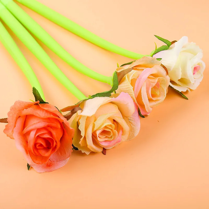 24 Pieces Rose peony Artificial flower ornament gel Pens Christmas Mothers Day Teacher Student Gift Multi Color Signature Pen 240822