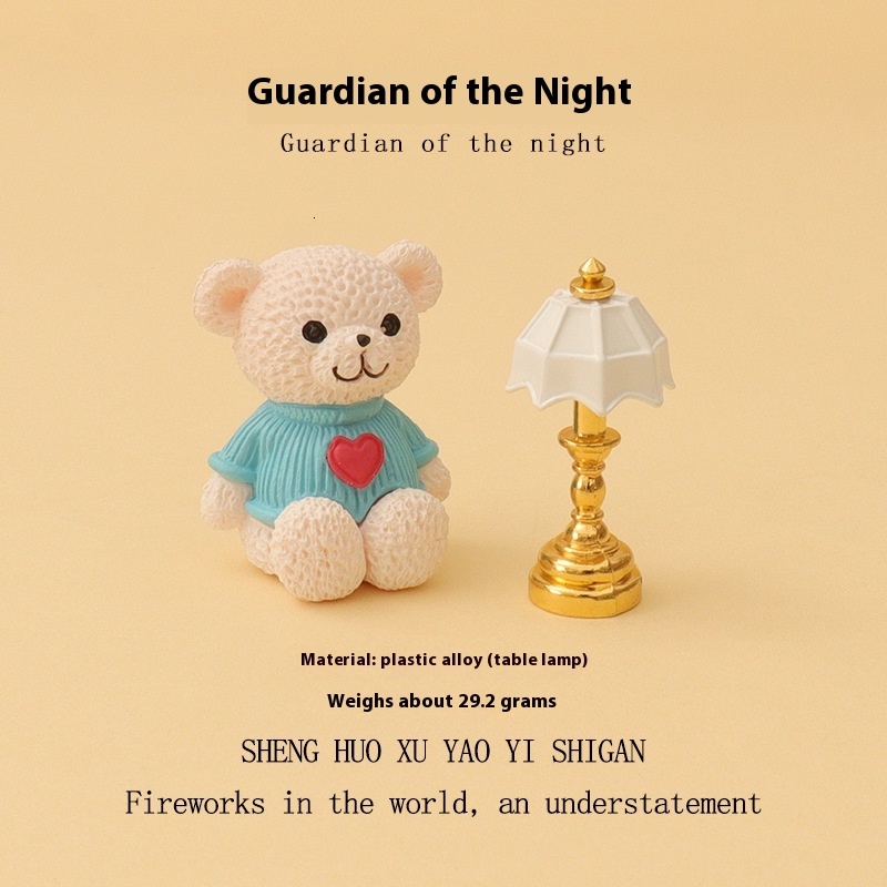 Cute Cartoon Bear Desk Lamp Model Charming Miniature Home Interior Decor Piece