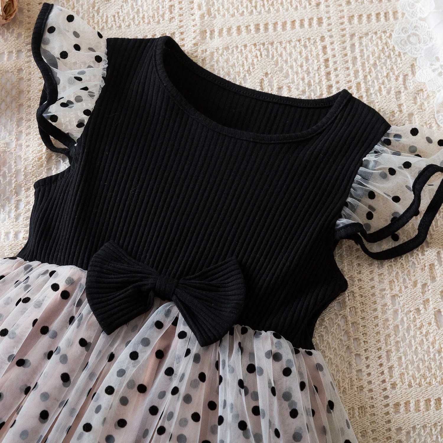 Polka Dotted Princess Dress Girls Clothing Ruffle Sleeves Casual Tutu Girls Party Dress Summer Dress 2-6Y W240823