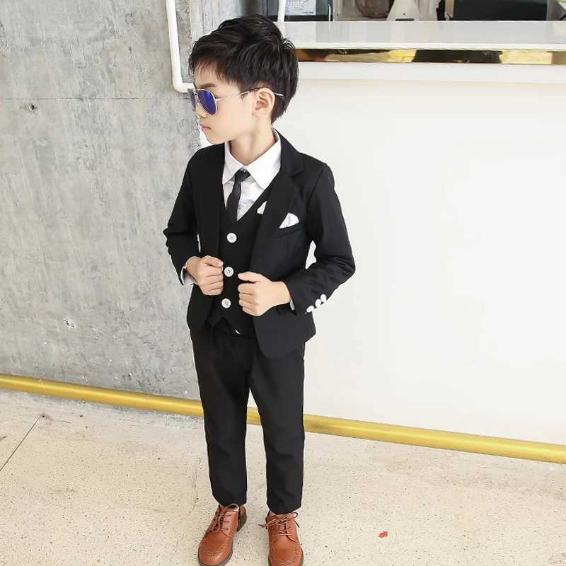 Flower Boy White Wedding Dress Formal Childrens Ball Immersion Evening Dress New Childrens Day Performance School Uniform Dress H126 W240823