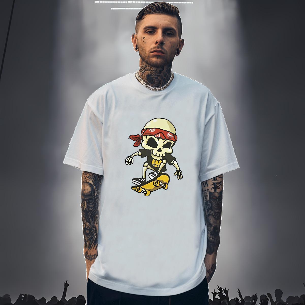 Soft Man T Shirts 230g Pure Cotton skull Street wear Hip Hop Skull Breathable Short Sleeve Couples T Shirts 2024 Wear