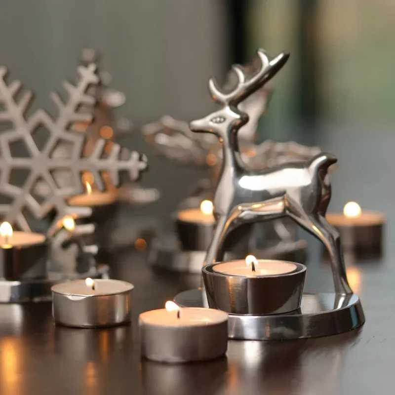 American Christmas decorations creative desktop candle holder candle light dinner props home decoration Christmas candle holder Y240823