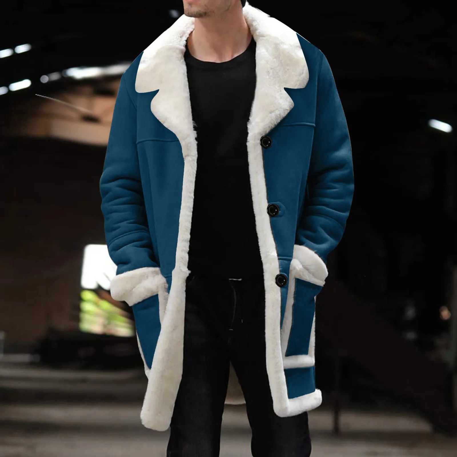 Men Plus Size Winter Coat Lapel Collar Long Sleeve Padded Leather Jacket Vintage Thicken Coat Sheepskin Winter Clothes for Man 240822