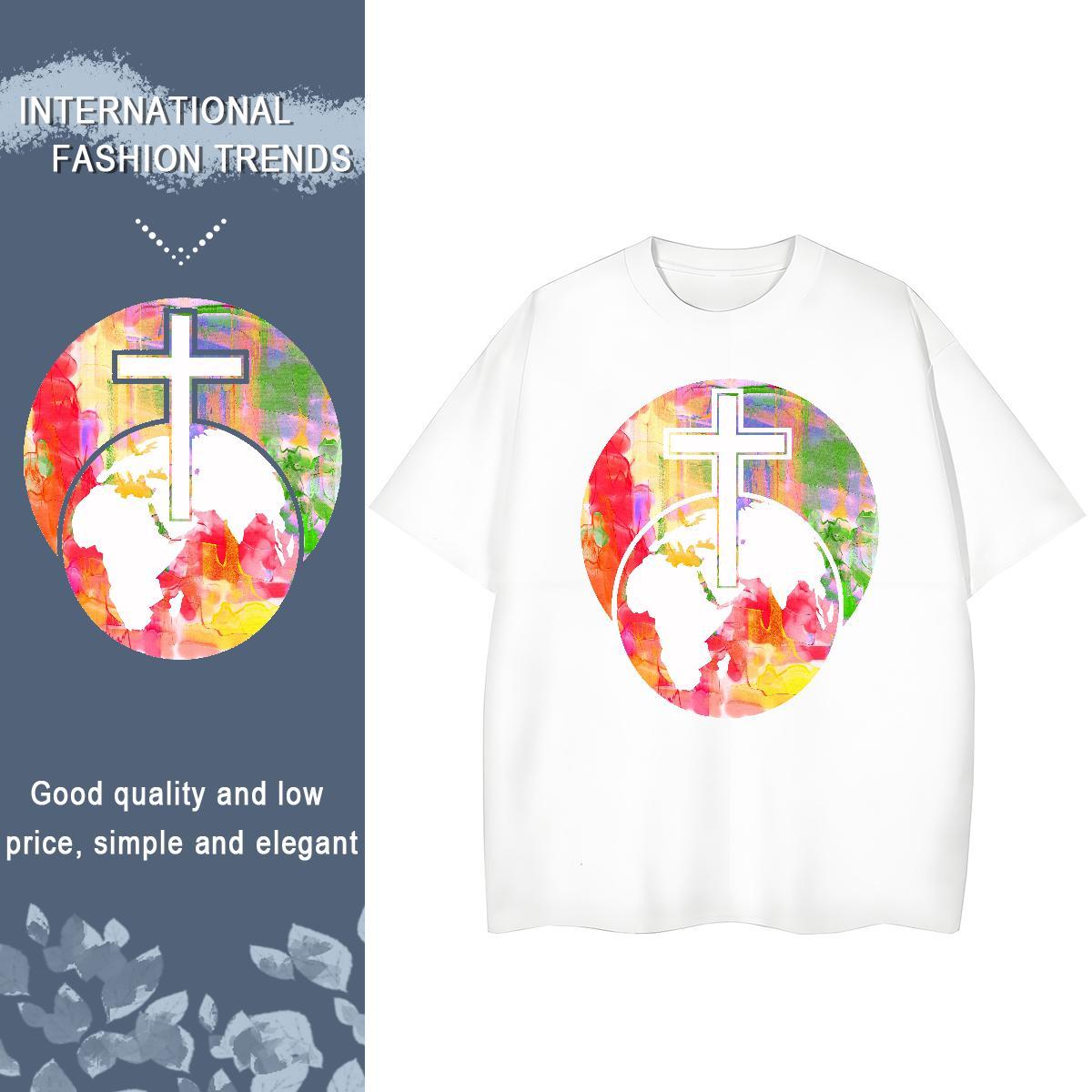 Wholesale Women Tshirts 100% Cotton 230g painting Beach T Shirts Women Breathable Custom Cartoon Clothings