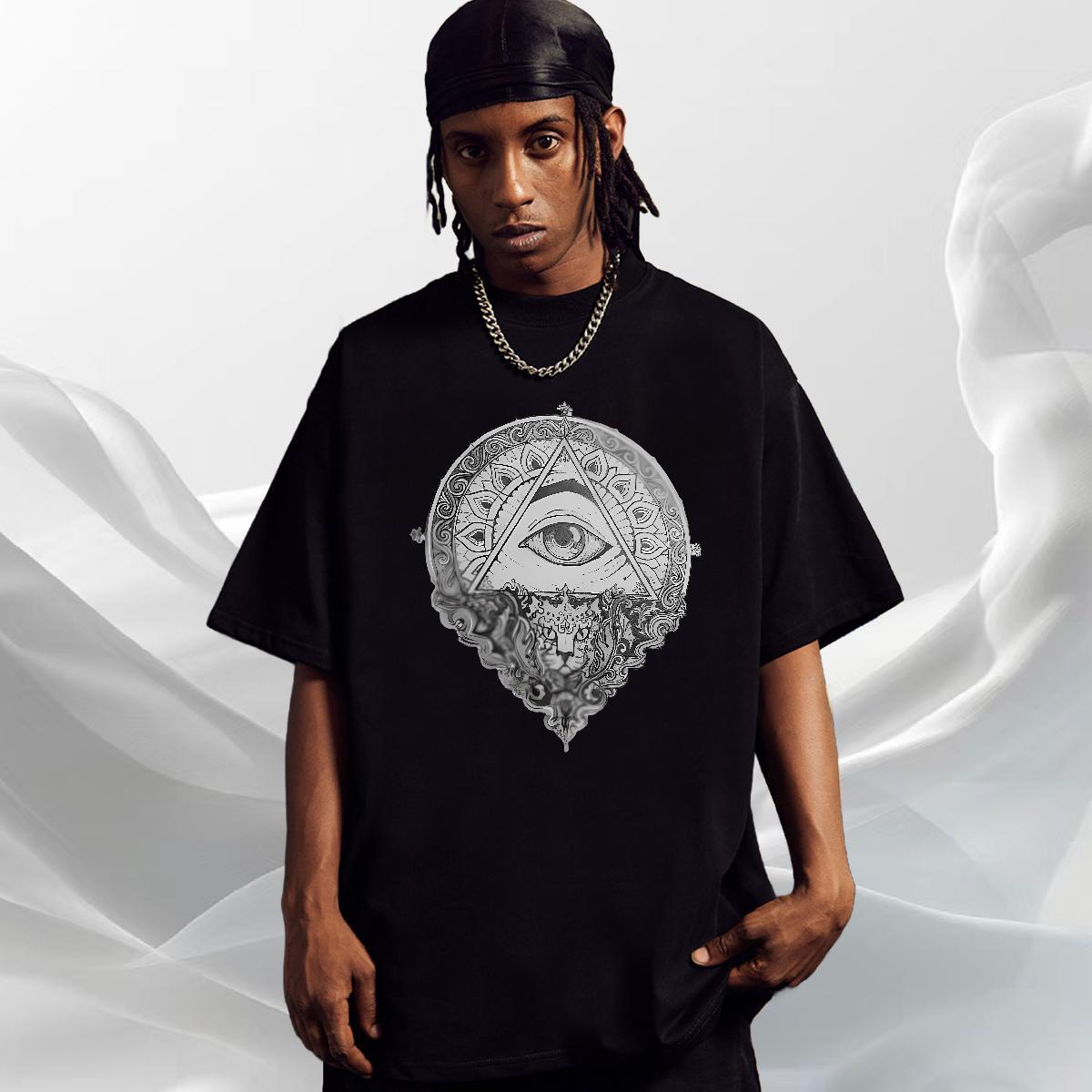 Designer T-Shirts 230g Cotton eye of the devil Street wear Hip Hop Customized O-Neck Short Sleeve Men Tshirts Classic Wear