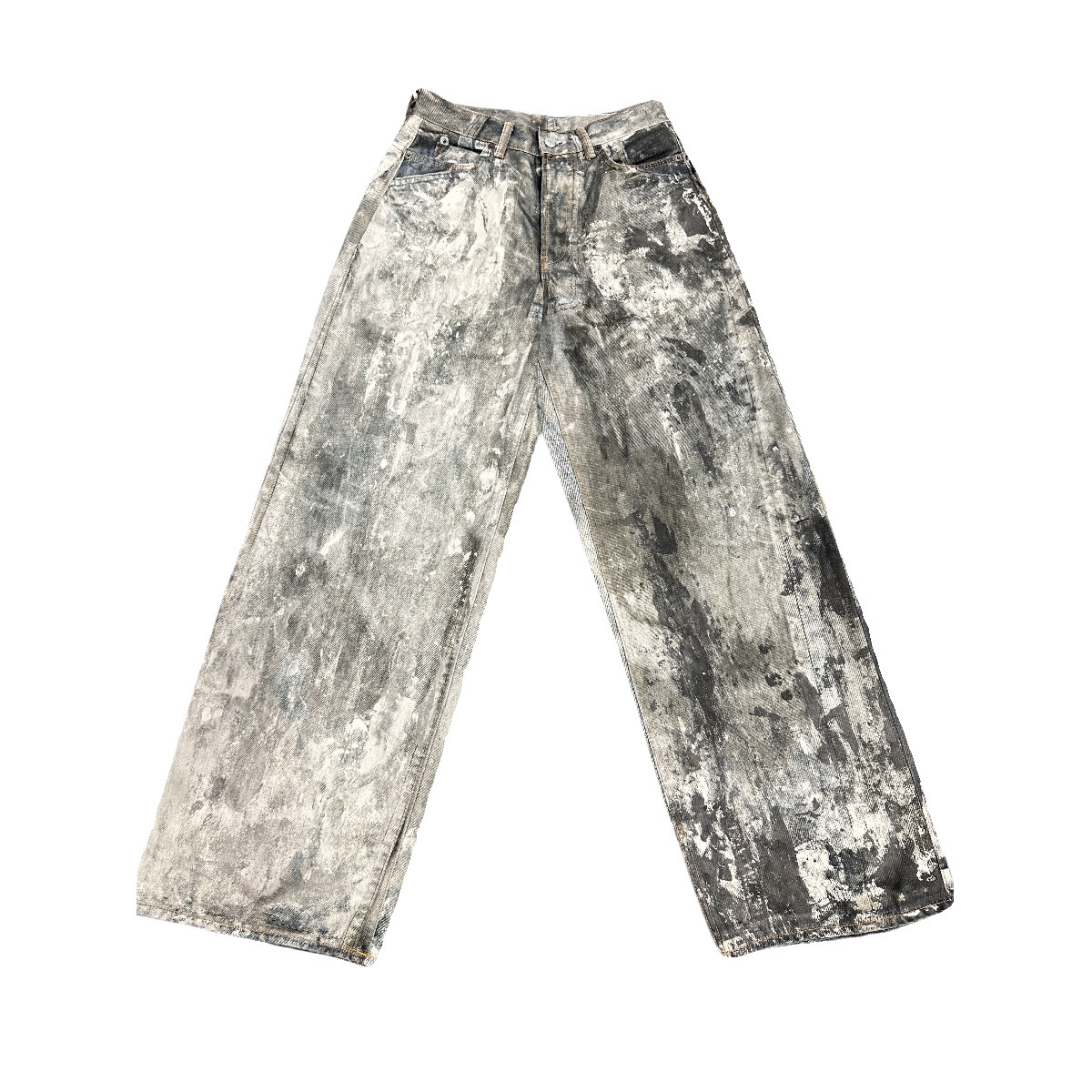 Ac Style 3d Digital Camouflage Printed Denim Mens Summer New Style Distressed Low Waist Wide Leg Long Pants