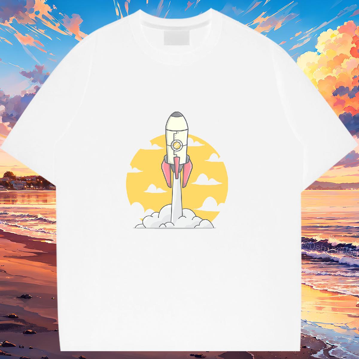 Loose fit Woman Tshirt 230g 100% Cotton universe Casual Beach T-Shirts for Women Short sleeve Soft Custom Cartoon Clothes