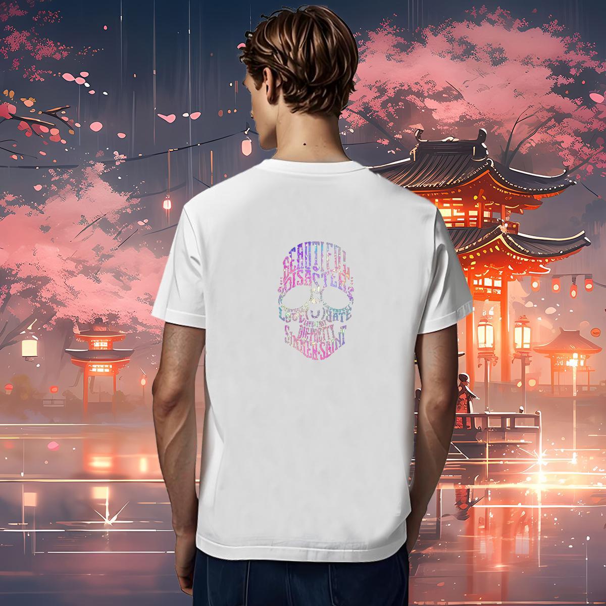 Free Shipping Men T Shirts 230g 100% Cotton skull Sports Casual White Plus Size Breathable Crew Neck Men Tees New Arrival Tees Shirts