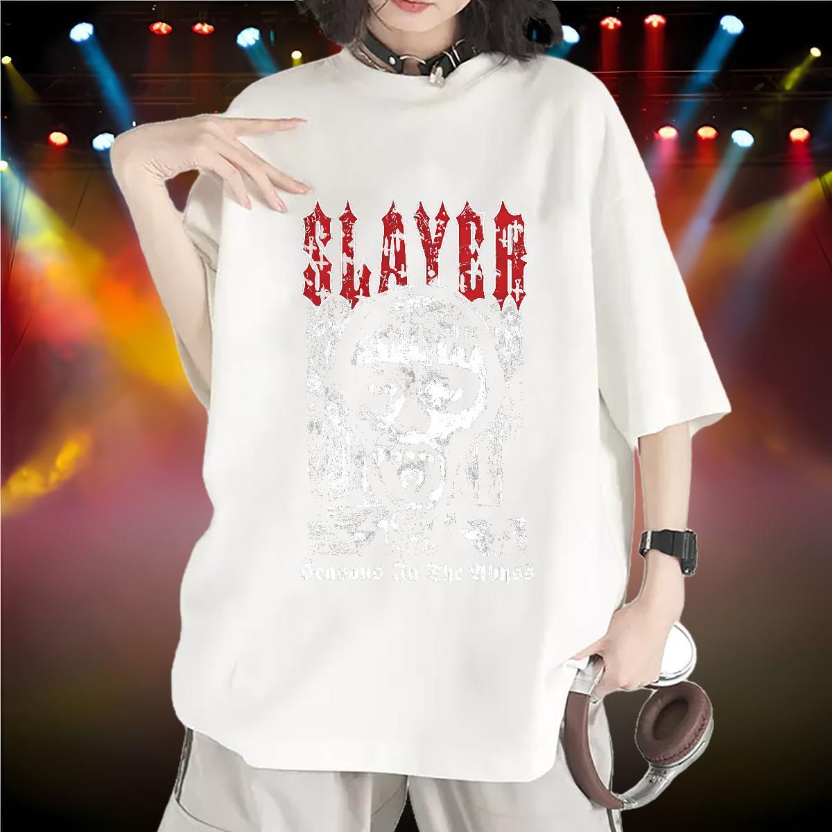 Brand Lady T shirt 100% Cotton 230g scary Spring Summer T-Shirts for Women Crew Neck Custom Print Plus Size Clothes Shirt