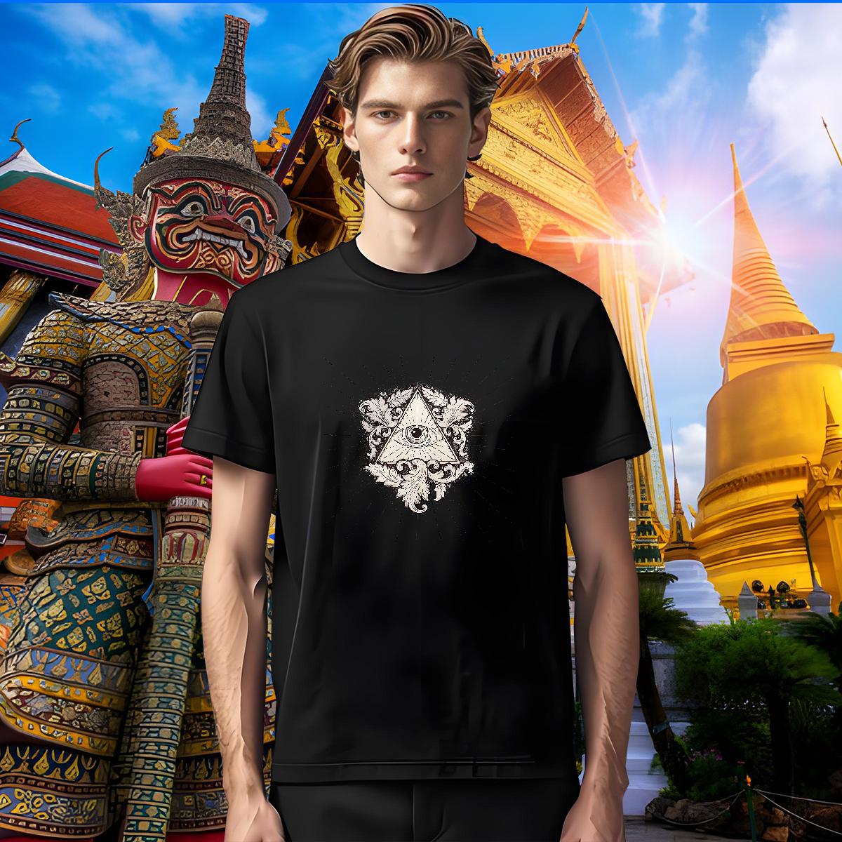 Soft Mens T Shirts 100% Cotton 230g eye of the devil Anime Printing Street Floral Print Round Neck Short Sleeve Men Tees Factory Direct Clothings
