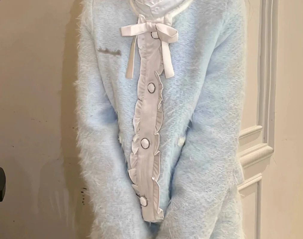 Temperament Fashion Jacket Skirt Two-piece Set Women O-Neck Lace Up Flounce Splice Single Breasted Gentle Blue Slim Spring Suit 240823