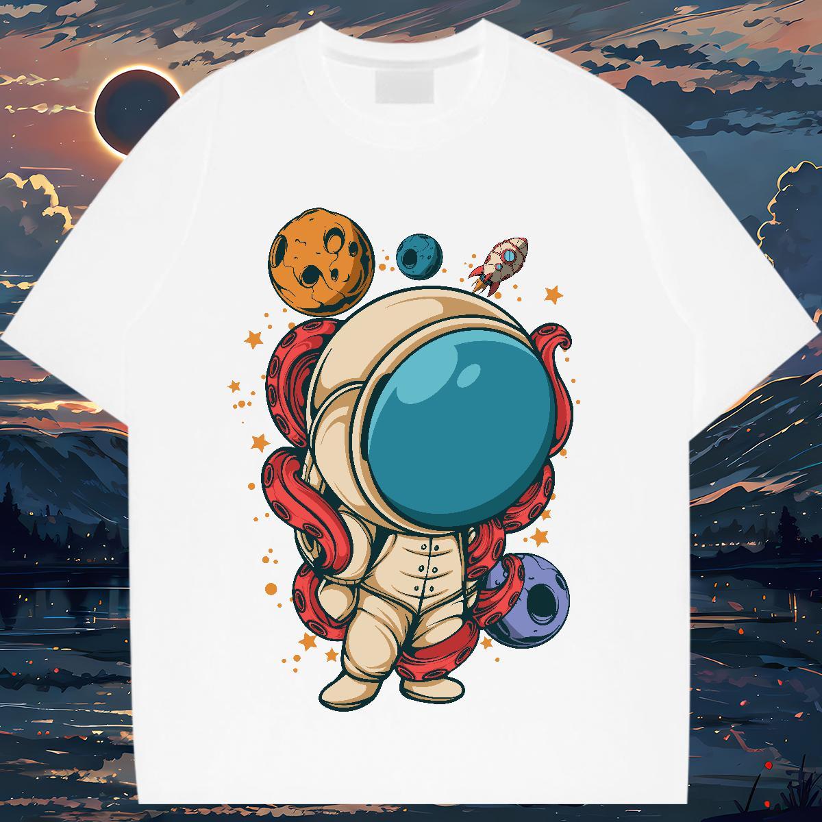 Unisex Women Tshirts 100% Cotton 230g universe Casual Womens T Shirts Breathable Crew Neck Custom Printed Tops Shirt