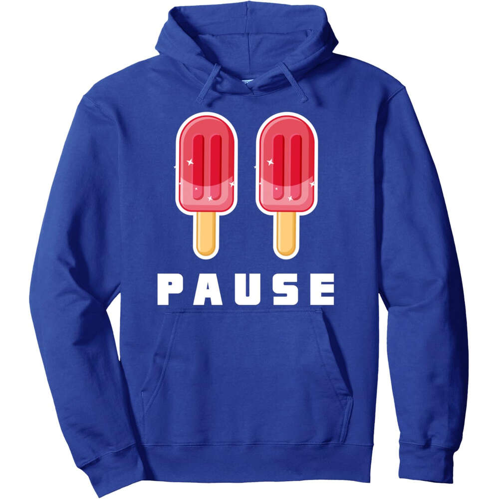 Hoodie for Mens Womens Cool Pause Summer Vibes Enjoy Beach Sun Sea Ice Cream Pullover Hoodie Graphic Hoodies sweatshirt Pullover Long Sleeve