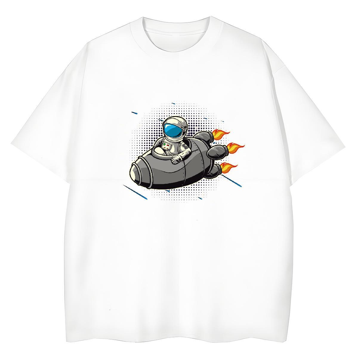 Nice Tshirt for Man Woman 230g Pure Cotton cosmonaut Street Wear T Shirts Women Breathable Floral Print Top Tees