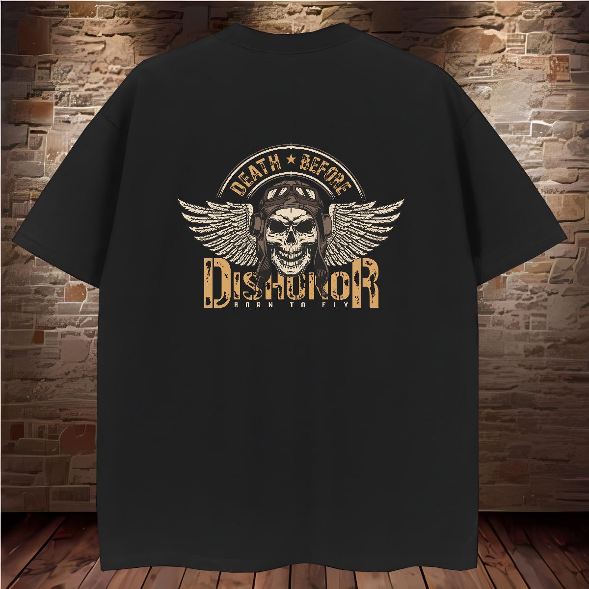 Comfortable T Shirts Men 100% Cotton 230g skull Beach Plus Size Cartoon Breathable Mens Tshirts Classic Tops