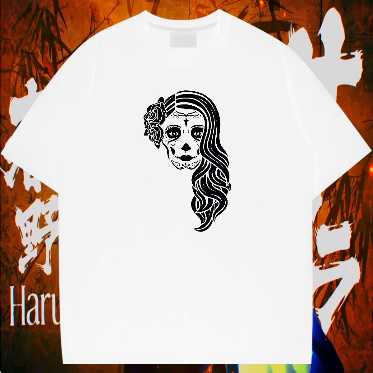 Popular Men T Shirts 230g Pure Cotton skull Daily Outfit DIY Breathable Crew Neck Tshirts Designer Fashion Tees Shirts