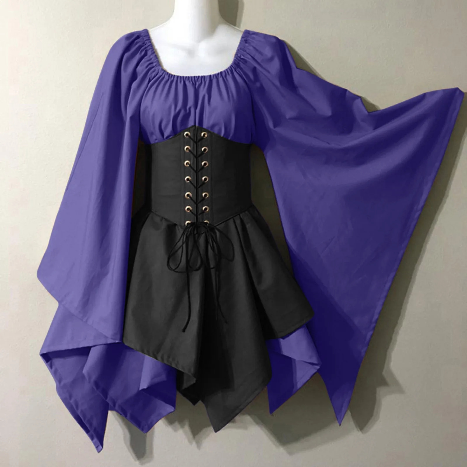 Medieval clothing womens flared sleeves Irish shirts and corsets traditional dresses Halloween mature 240823