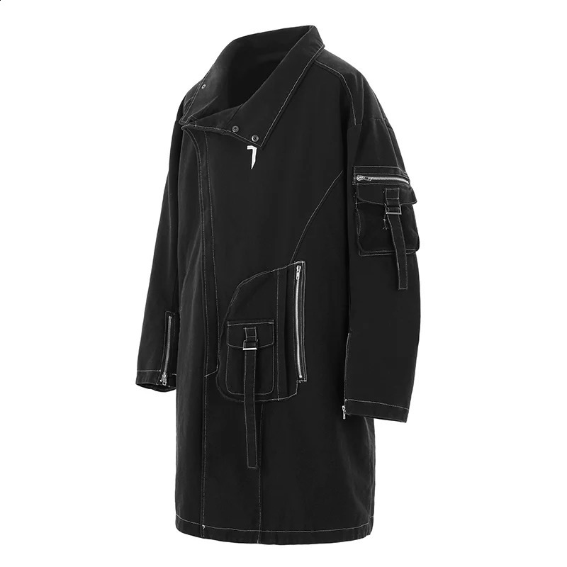 HKSH Heavy Industry Spring Autumn China-chic Irregular Windbreaker Coat Mens Dark Sfari Style Zipper Decoration Jacket HK0158 240822
