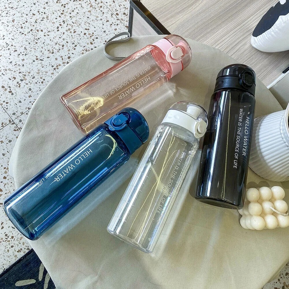 Portable Leakproof Sports Water Bottle Oval Clear Plastic Kettle Large Capacity Outdoor Travel Fitness Summer Drinking Cup 780ml 240822