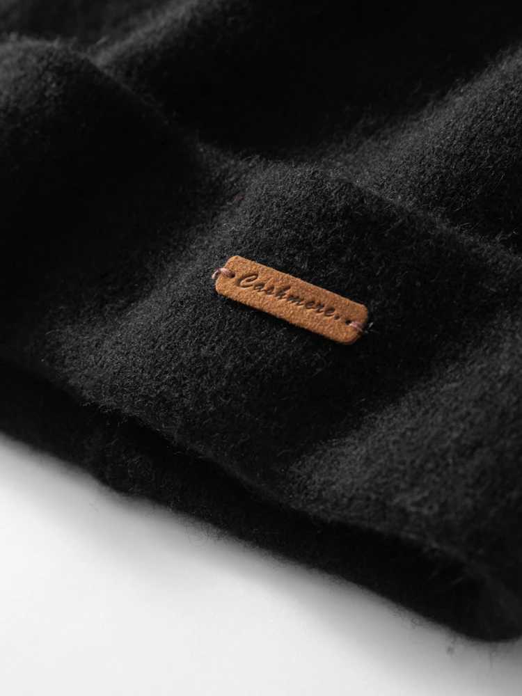 100% Cashmere 2-Layer Beanies Solid Knitted Hat Unisex Hat Mens New Year Special Offer Basic Soft Womens Warm Hair Hat W240822