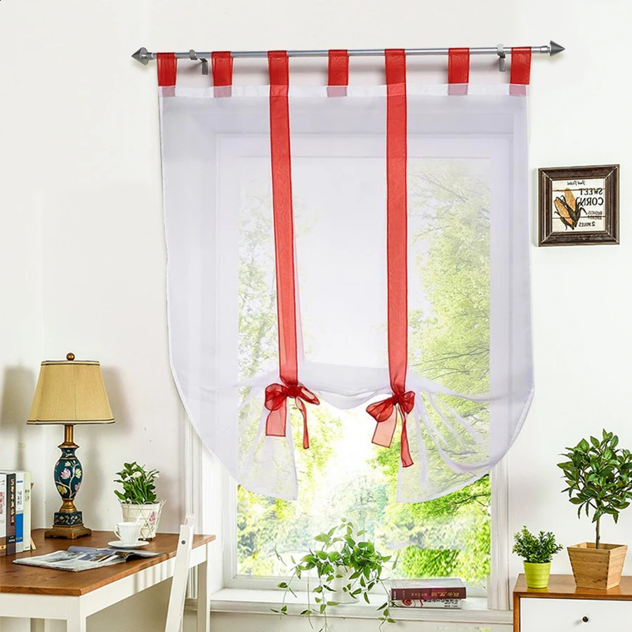 Tulle Curtains European Kitchen Curtains Home Wave Blinds Stitching Colors Living Room Balcony Tieblinds Curtain 1pc 240823