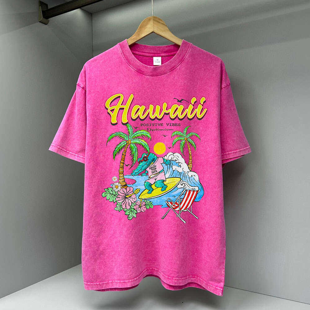 Hawaii Positive Vibes Optimism Printed Men T Shirt Fashion Cotton T-Casual Loose Streetwear Breathable Tops Oversize Tees