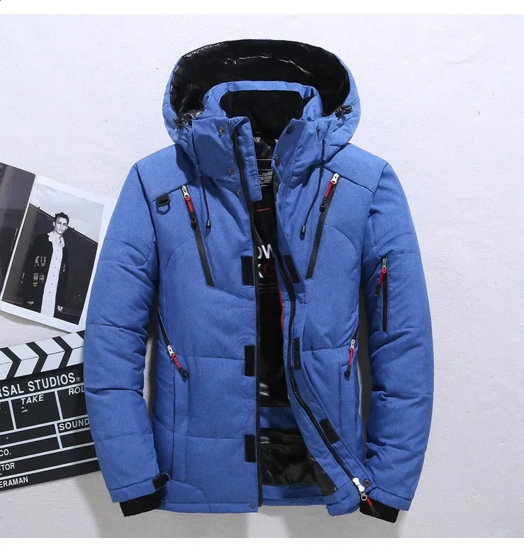 Mens winter white duck jacket hooded casual down highquality mens outdoor windproof and warm size 5XL 240822