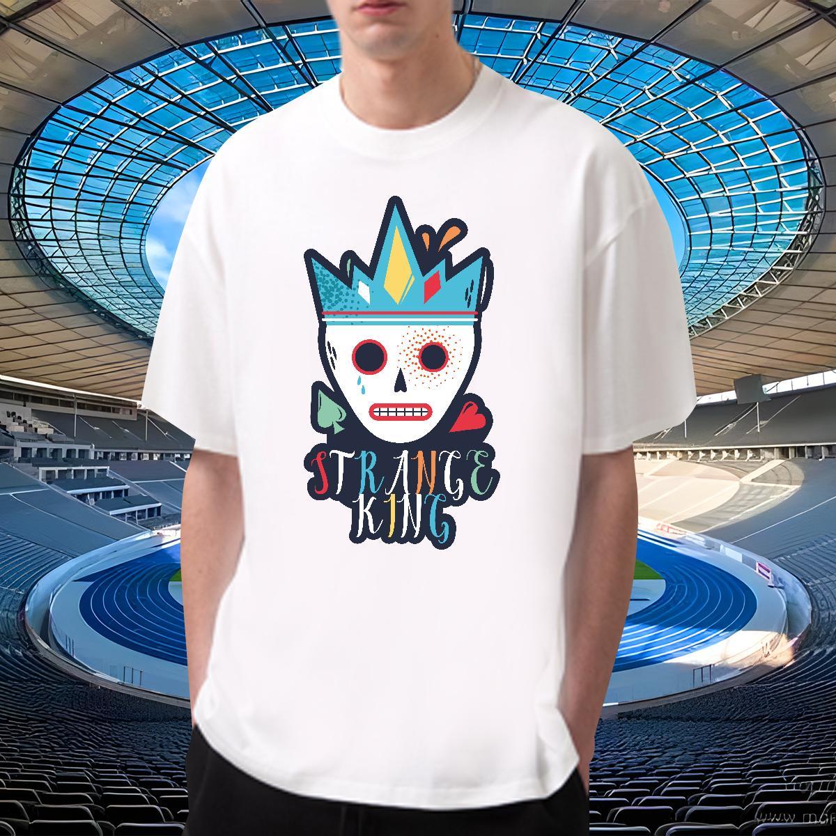 Comfortable T Shirts Men 230g Pure Cotton skull Street Wear DIY Anime Breathable Crew Neck Men Tees 2024 New Tops Shirt