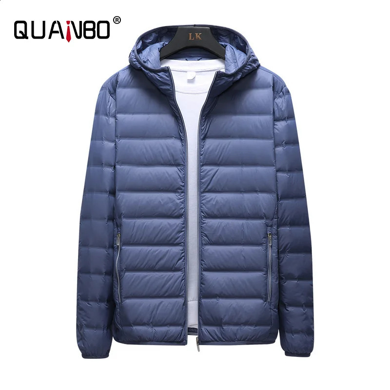 Anti splash lightweight inflatable jacket 90% white duck down mens hooded waterproof windproof warm 5XL 6XL 240822