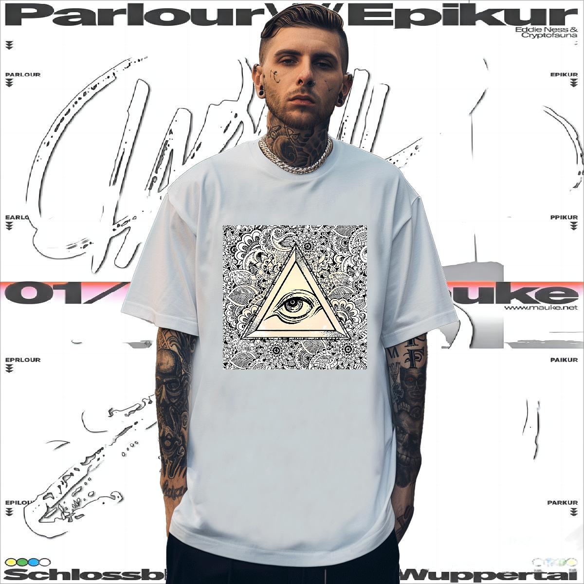 Unisex T Shirts Men 230g Pure Cotton eye of the devil Street Oversized 4XL Breathable Short Sleeve Couples T Shirts DIY Customized Tops Shirt