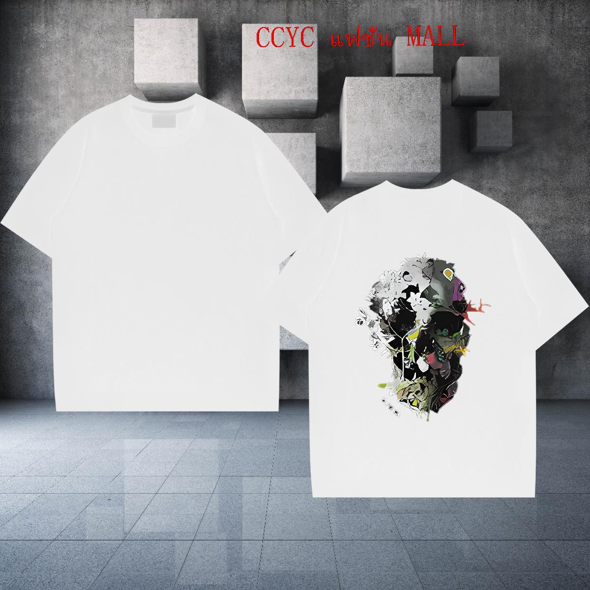Cool T-Shirts for Men 100% Cotton 230g skull Casual Floral Print Pure Cotton Tshirt for Man Woman Stylist Clothes