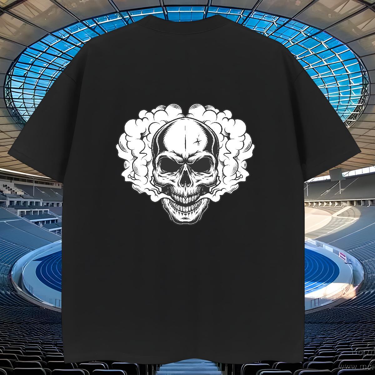 Wholesale Man T Shirts 230g Pure Cotton skull Daily Outfit Graphic Round Neck Short Sleeve Tshirt for Man Woman Customized Tees