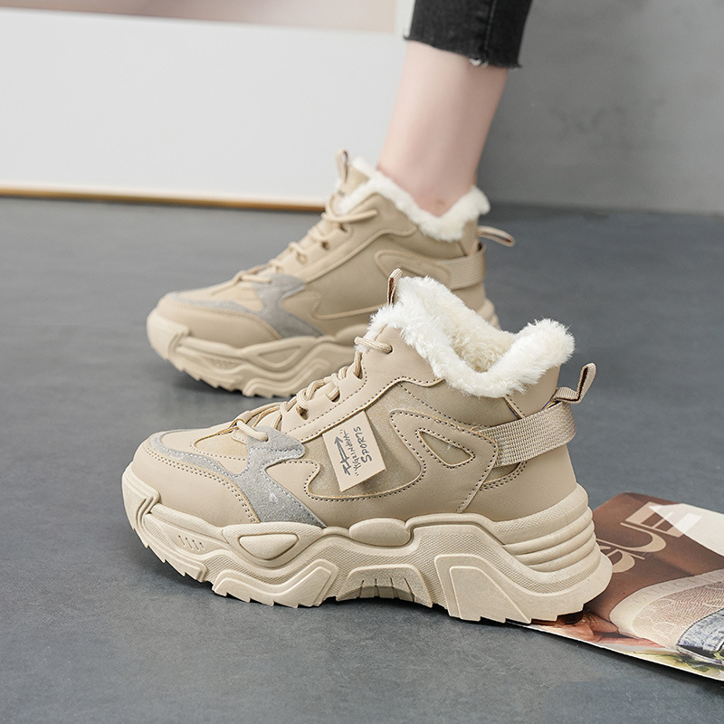 Ddmysports Igh Top For Women New Autumn And Winter Cotton Korean Version Versatile Dad Sports Casual S Shoes With Fleece OUTDOOR