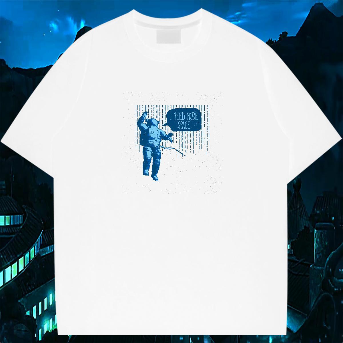 Loose Men T Shirts 230g Cotton spaceman Outdoor Oversized 3XL 4XL Breathable Mens Tshirts Brand Clothes