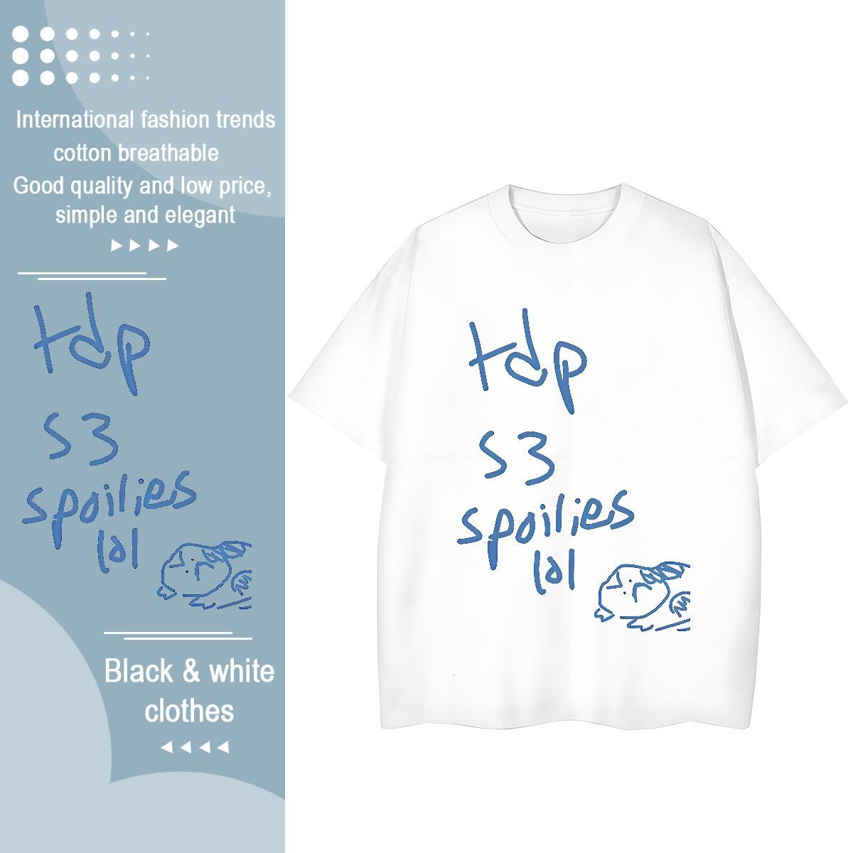 Comfortable Woman Tshirt 230g 100% Cotton cartoon Hip Hop Street Woman T Shirts Breathable Crew Neck Plus Size Cartoon Tops Shirt